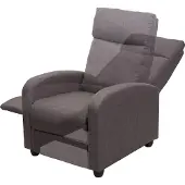 Mendler Televisiefotel -F76, relaxfauteuil Fauteuil Ligfauteuil, verstelbare ligfunctie Stof/textiel ~ grijsbruin
