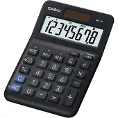 Casio MS-8F Bureaurekenmachine Zwart Aantal displayposities: 8 werkt op batterijen, werkt op zonne-energie (l x b x h) 149 x 101 x 148.5 mm