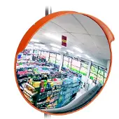 Relaxdays veiligheidsspiegel - 45 cm - onbreekbaar - indoor - met houder voor muur en paal