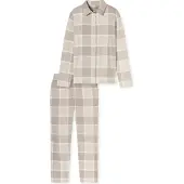 Schiesser Pyjama ' Selected Premium Warming ' beige / lichtbeige / wit