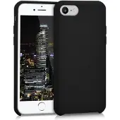 Kwmobile telefoonhoesje geschikt voor Apple iPhone SE (2022 / 2020) / iPhone 8 / 7 - Hoesje met siliconen coating - Smartphone case in zwart