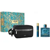 Versace Eros Homme Gift Set EDT 100ML + EDT 10ML + Black Trousse