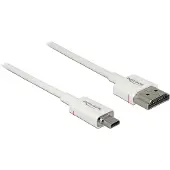 DeLOCK Dunne Premium Micro HDMI - HDMI kabel - versie 2.0 (4K 60Hz) / wit - 2 meter