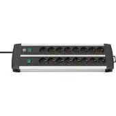 Brennenstuhl Premium-ALU-Line DUO 2x8voudig zwart *EN* 3m H05VV-F3G1,5 met 2 schakelaars