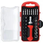 Bgs Bit/dopsleutelset met rateldraaihendel voor bits, omkeerbaar 30 stuks.