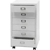 MCW Verrijdbare ladekast -L49, stalen ladekast archiefkast, metaal 75x40x41cm 6 laden ~ wit
