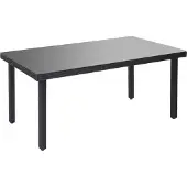 Mendler Poly-rattan tuintafel Cava, eettafel met glazen blad, 160x90x74cm ~ antraciet