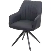 MCW Eetkamerstoel -H73, keukenstoel fauteuil, retro staal stof/textiel ~ donkergrijs