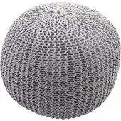 MCW Poef -E16, Gebreide poef Gebreide poef, gebreide look 40x50cm ~ grijs