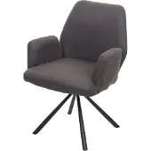 MCW Eetkamerstoel -H71, keukenstoel fauteuil stoel, stof/textiel staal ~ grijs-bruin