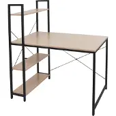 Mendler Bureau met legplank -K81, laptoptafel bureau werktafel, 100x60cm metaal hout ~ natuur
