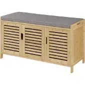 En.casa [] Schoenenkast Selk 50x90x35 cm bamboe grijs