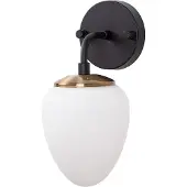 Opviq Fulgor wandlamp | metalen frame, glazen kap | 12x16 cm | zwart antiek crème