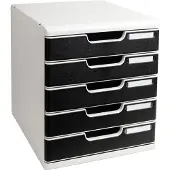 Exacompta Modulo Ladekastje PS (Polystyreen) Lichtgrijs, zwart 5 Lades 28,8 x 35 x 32 cm