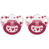 Nuk Classic | My Love | siliconen fopspenen | 2st. set | roze- rood | 6-18 maanden