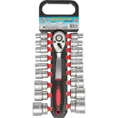 Kraftmann Dopsleutel + dopmoer, Dopsleutelset Aandrijving 12,5 mm (1/2") SW 8 - 32 mm 19 stuks. (12,5 mm)
