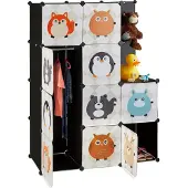 Relaxdays kinderkast met dier motieven - kinderkamer kledingkast kunststof klikverbinding