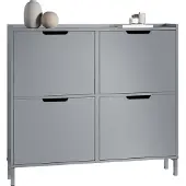 SoBuy Schoenenopbergkast Schoenenkast Schoenenkast 4 kleppen Halkast Schoenenopbergkast – Grijs, 100x19x90cm, FSR100-HG