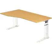 Hjh OFFICE PRO UNDA 18 W - 180 x 100 Tafelhoogte I In hoogte verstelbaar Beuken/Wit