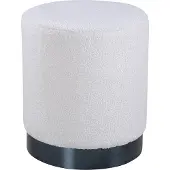 Venture Home Benji poef, hocker Ø35cm teddystof zwart, wit.