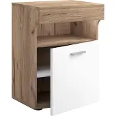 Hioshop SlepalL nachtkastje 2 laden 1 plank eik decor, wit.