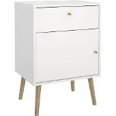 Ebuy24 Bodo nachtkastje 1 deur, 1 lade wit.