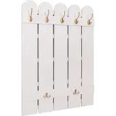 MCW Wandkapstok -N95, kapstokpaneel, paulownia 7 haken 86x60cm ~ wit