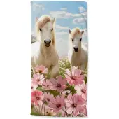 Good Morning strandlaken Philou - paarden - Polyvelours (75x150 cm)