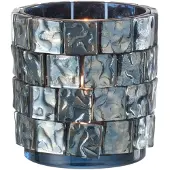 J-Line Theelicht vierkant mozaiek glas donker blauw large