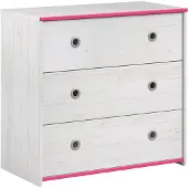 Parisot Commode Smoozy 79cm met 3 lades - wit/roze of wit/blauw