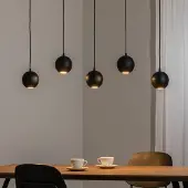 Helam Hanglamp Midway, zwart, Woon-/ Eetkamer, metaal, Modern