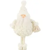J-Line Kerstman cadeau tas textiel wit small