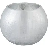 J-Line Windlicht bol craquele glas mat/blinkend zilver medium