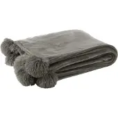 J-Line Plaid Pompom Grijs 170 X 130 Cm