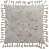 J-Line kussen marokkaans met kwasten velvet 45x45x2cm