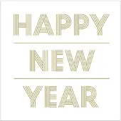 Jline Pak 20 servetten happy newyear papier wit/goud large