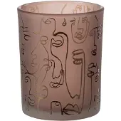 J-Line Windlicht happy faces glas terracotta medium