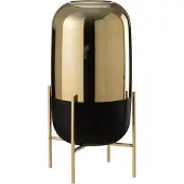 J-Line Windlicht op voet glas goud large
