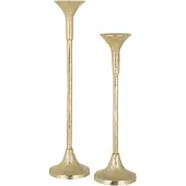J-Line set van twee kandelaars marie aluminium mat goud 11.5x11.5x47cm