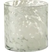 J-Line Windlicht spikkel glas grijs/wit medium