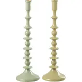 J-Line Kandelaar aluminium groen assortiment van 2