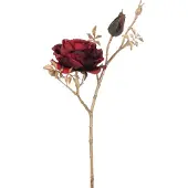 J-Line Tak roos+knoppen plastiek rood/goud