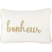 Jline Kussen bonheur textiel wit/goud