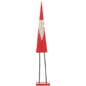 J-Line Kerstman op voet hout rood large