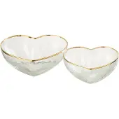 Jline Set van twee aperoschaaltjes hart glas goud/transparant