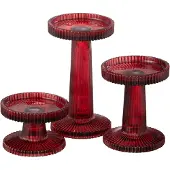 J-Line Set van 3 kaarshouder nelly glas rood