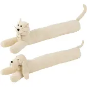 J-Line tochtrol Hond/Kat Bouclé Ecru - set van 2 - 84 x 10 x 23 cm