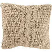 J-Line kussen gebreid+vlecht katoen gewassen 50x50x12cm