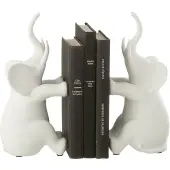 J-Line Set of 2 bookend elephant sitting polyresin white