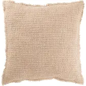J-Line Cushion frayed edges cotton/polyester beige